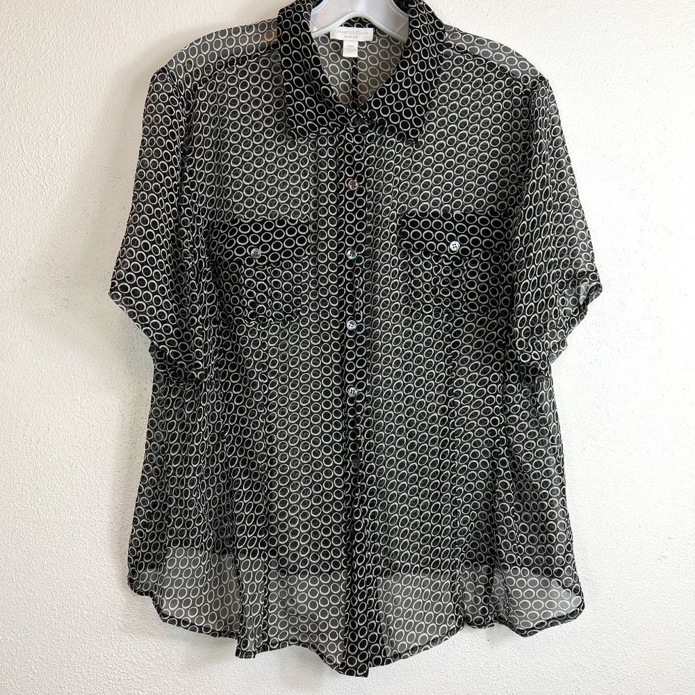 CHARTER CLUB WOMAN 100% SILK BUTTON DOWN BLOUSE SIZE 18W